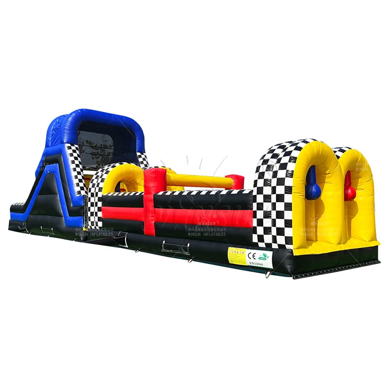 Dual Lane Inflatable Obstacle Course with Slide